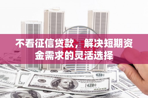 遂宁不看征信贷款，解决短期资金需求的灵活选择