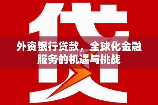 遂宁外资银行贷款，全球化金融服务的机遇与挑战