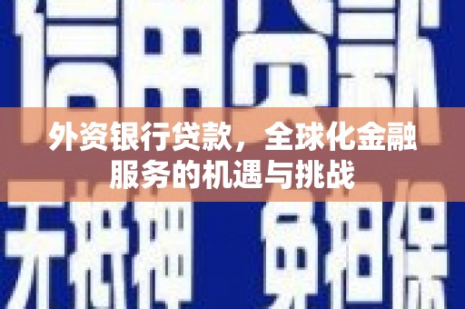 遂宁外资银行贷款，全球化金融服务的机遇与挑战